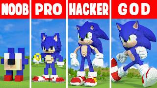 Building SONIC in 4 SIZES: Tiny NOOB vs MASSIVE GOD Build! (Minecraft Evolution)