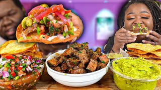 COME SEE HOW I MADE THESE DELICIOUS STEAK BITE TOSTADAS!! |  MUKBANG EATING SHOW