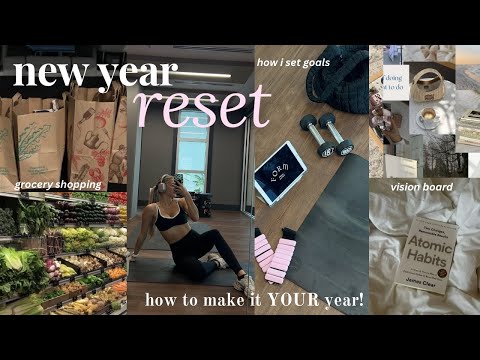 NEW YEAR RESET: setting goals & journal w/me, grocery restock, vision board *very motivating*!!