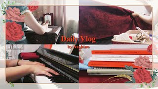 VLOG No,3 ♡ 18時から動き出すスロースタートの日 | 勉強、裁縫、ピアノ