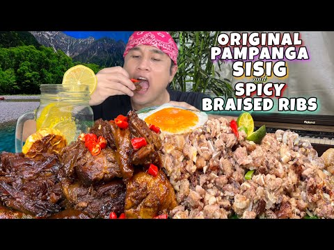 ORIGINAL PAMPANGA SISIG & SPICY BRAISED BEEF  w/ EGG SHIRATAKI RICE | KAPAMPANGAN PORK SISIG MUKBANG