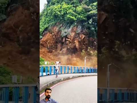 Huge landslide is in action power of nature || #youtubeshorts #shortfeed #viral #amazing #landslide