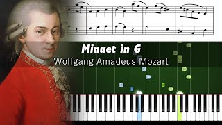 Mozart - Minuet in G major, K. 1/1e - Piano Tutorial with Sheet Music