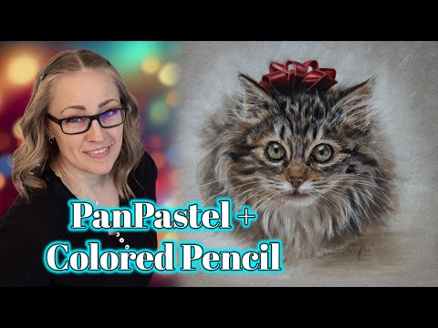 Drawing a Christmas Kitten - Layering Pastels and Pencils