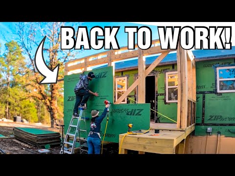 The Walls Are Closing In! |MudRoom Walls SHEATHED On Our Cabin Homestead Build!