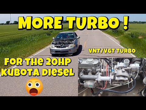 S5 E22. We install a VNT / VGT turbo on the 20hp Kubota d722 diesel in our Honda for moor boost!!