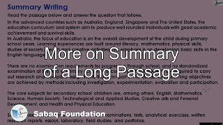 More on Summary of a Long Passage