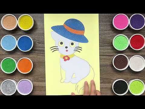 Drawing, painting lady cat sandpainting/learn colors/art/tranh cát/ bumblebee tv