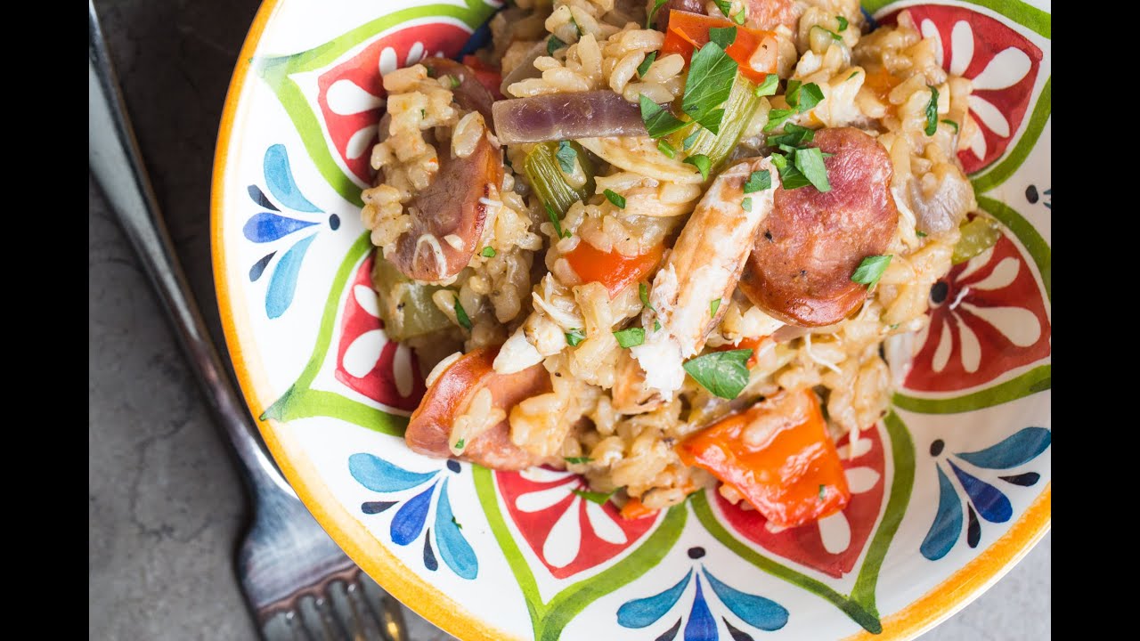 Easy sausage & crab jambalaya recipe