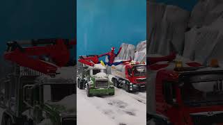 Can Spiderman Really Drive These Huge Trucks?! 🕷️🕸️  #shorts #spiderman #christmas #toys