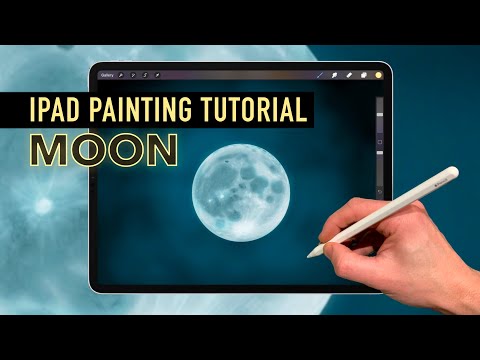 IPAD PAINTING TUTORIAL - How to paint a MOON in...