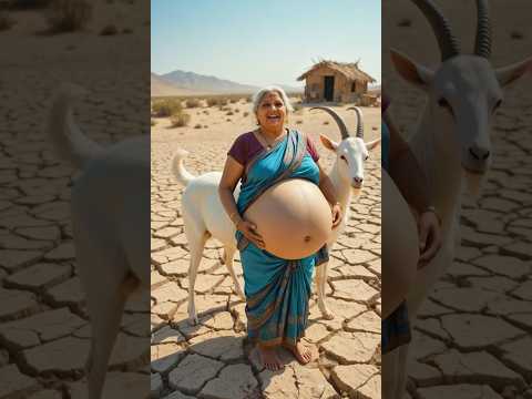 दादी की सफेद बकरी ने गर्मी में दादी को बहुत सारी बर्फ गिफ्ट में दी🧊😭 #icecream #goat #animals #viral