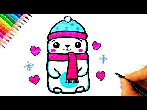 Sevimli Kutup Ayısı Çizimi - Sevimli Ayıcık Çizimi - How To Draw a Polar Bear Cute - Easy Drawings