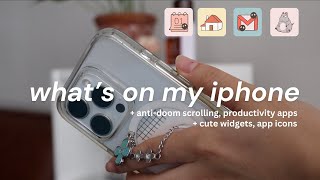 what's on my iphone 🍒🍏 (anti-doom scrolling apps, cute widgets and app icons)