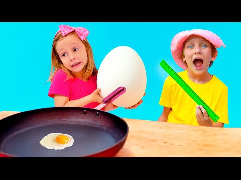 Nastya and clever witch pretend to play with magic fish