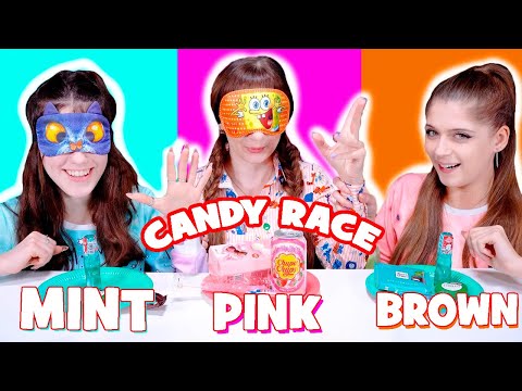 ASMR Candy Race Showdown: Brown vs. Mint vs. Pink 🍬