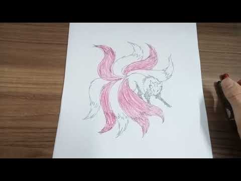 Share coloring picture of nine tailed fox