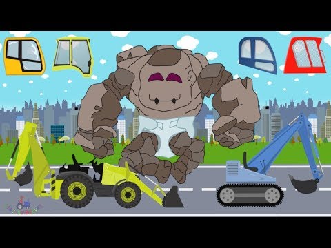 Stone Giant & Excavators | learn construction car and street vehicles | Koparki bajki