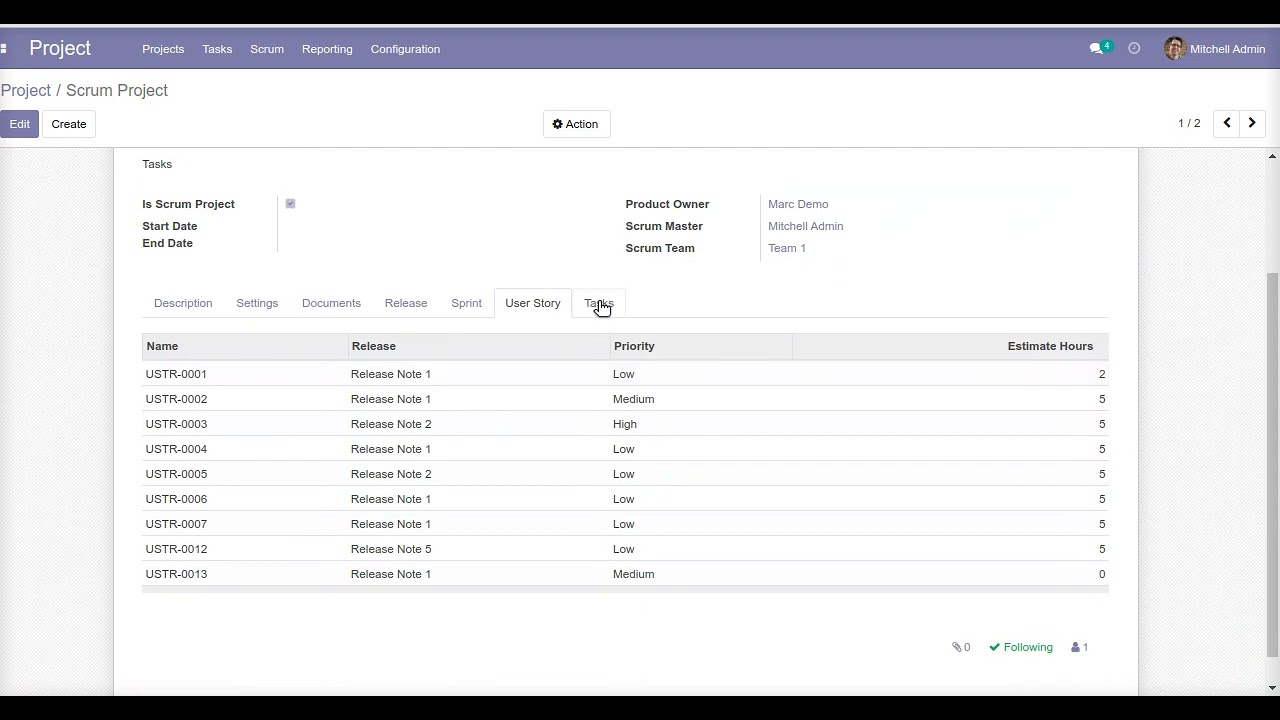 Manage Project Scrum Odoo App | 06.07.2023

Project scrum app has manage scrum project, sprint release, user story, sprint, scrum team, scrum meeting, scrum document and ...