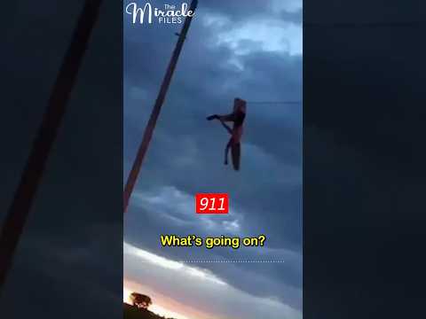 She was hanging upside down…by her broken leg…from a power line that saved her life.