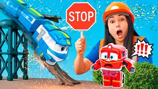 🌉🤖 ¡El puente se ha derrumbado! Máster Pum Pum y Robot Trains al rescate