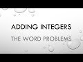 Exploring Word Problems with Adding Integers