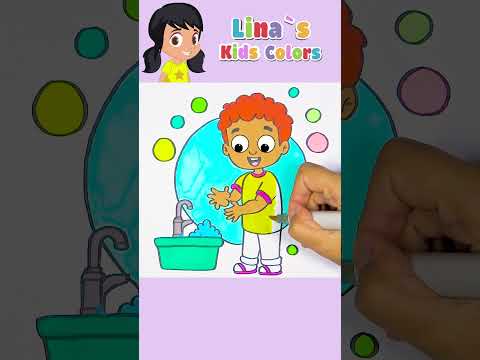 Little boy washing his hands | Coloring | Kids Songs ✨💖🌟 #shorts #nurseryrhymes #coloring