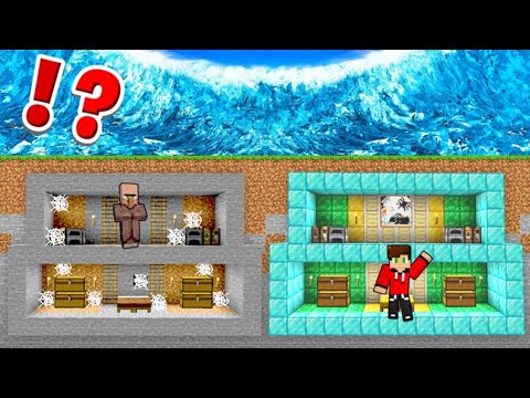 PODZIEMNY BUNKIER VILLAGERA vs MÓJ PODZIEMNY BUNKIER vs TSUNAMI w Minecraft!