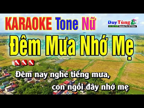 Karaoke || Đêm Mưa Nhớ Mẹ – Tone Nữ || Nhạc Sống Duy Tùng