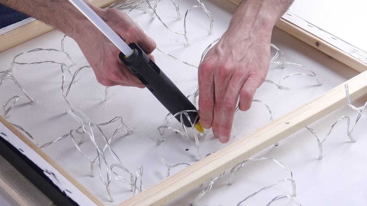 Glue The String Lights On The Canvas. And Then? Wow! - Cleverly