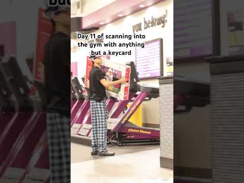 Scanning into planet fitness with a tv #gym #fyp #viral