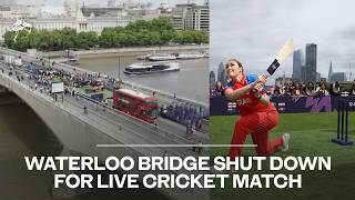 Waterloo Bridge shut down and transformed into live cricket pitch
