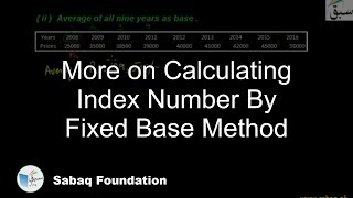 More on Calculating Index Number By Fixed Base Method