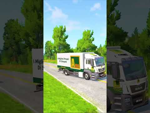 Double Flatbed Trailer Truck vs speedbumps |Busses vs speedbumps | Beamng Drive | 364