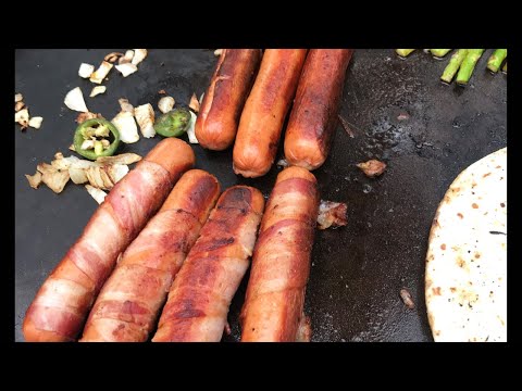 Grilled Cheese and Bacon Wrapped Hotdogs