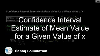 Confidence Interval Estimate of Mean Value for a Given Value of x