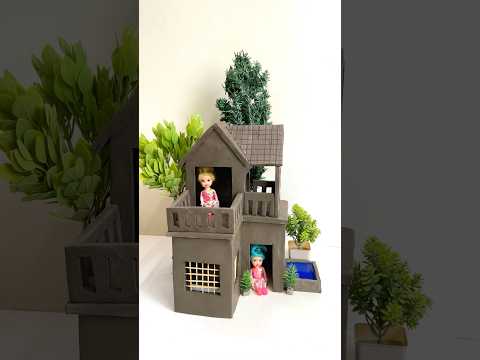 Beautiful miniature clay house 🏠 #clayhouse #diy #doll #mudhouse #shorts