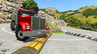 TRANSPORTING Mini TRACTORs & BIG STRAWBERRY with FLATBED TRAILER & CAT LOADERS!! - BeamNG.drive