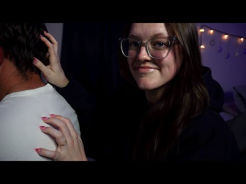 Relaxing ASMR On A Real Person - back scratching, lice check, head scratching