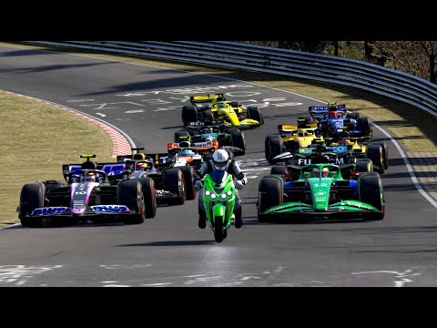 Kawasaki Ninja ZX-14R vs Fastest F1 Cars at Nordschleife