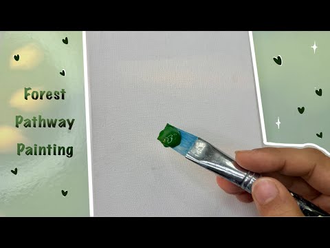 Forest pathway painting/ easy acrylic painting for beginners