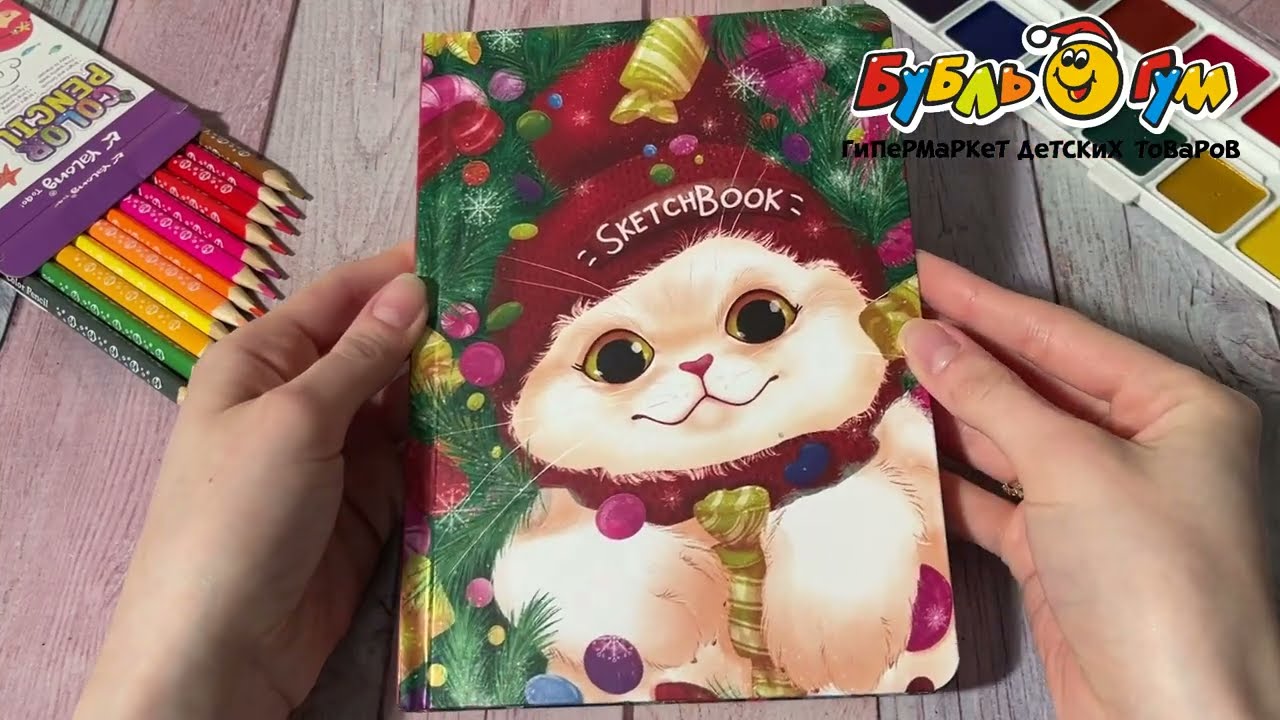 Скетчбук Новогодний котик - видео