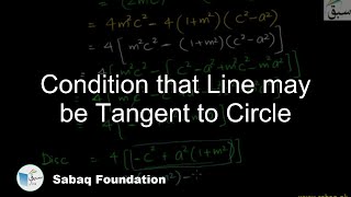 Condition that Line may be Tangent to Circle
