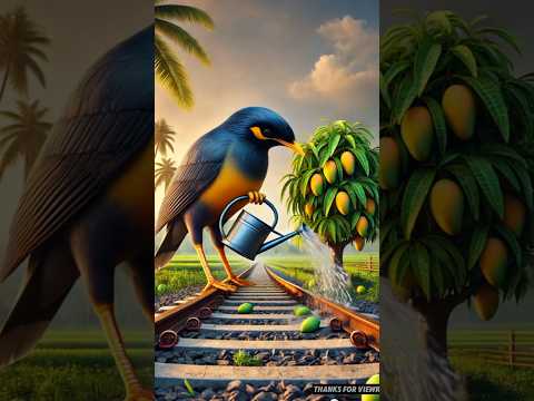Salik birds are planting mango trees in the railway line 😍😍 #cow #ai #train #birds #shorts #trending