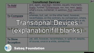 Transitional Devices (explanation/fill blanks)