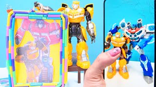 Bumblebee ve Optimus Prime'ın anısı! Fotoğraf için pipetlerden çerçeve yapılıyor! Çocuk oyunu