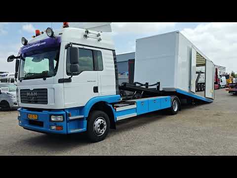 MAN TGM 12.280 4x2 SlaapCabine Euro4 (6CIL) - Falkom FAS6000 GeslotenOpbouw  RemoteControl + 3600KG Lier - 406.000km Origineel - TOP! | Vrachtwagens | Autotransporter