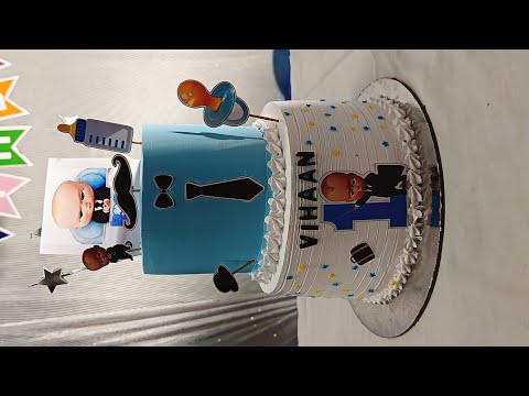 1 saal bad cake ka video share kar rhi hu 😅|| Boss Baby Theme Cake || Black forest cake design||