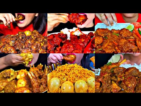 ASMR EATING SPICY CHICKEN CURRY, EGG BIRYANI | BEST INDIAN FOOD MUKBANG |Foodie India|