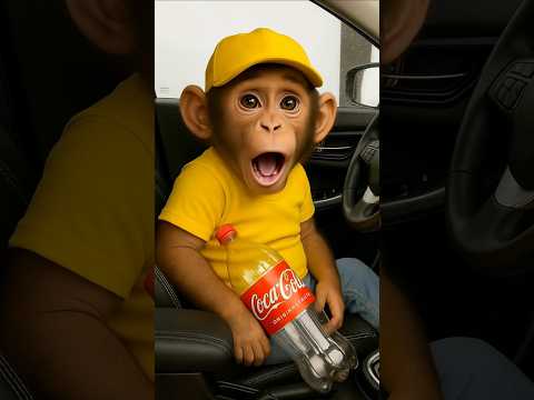 The monkey loves Coca-Cola 🐒🥤✨